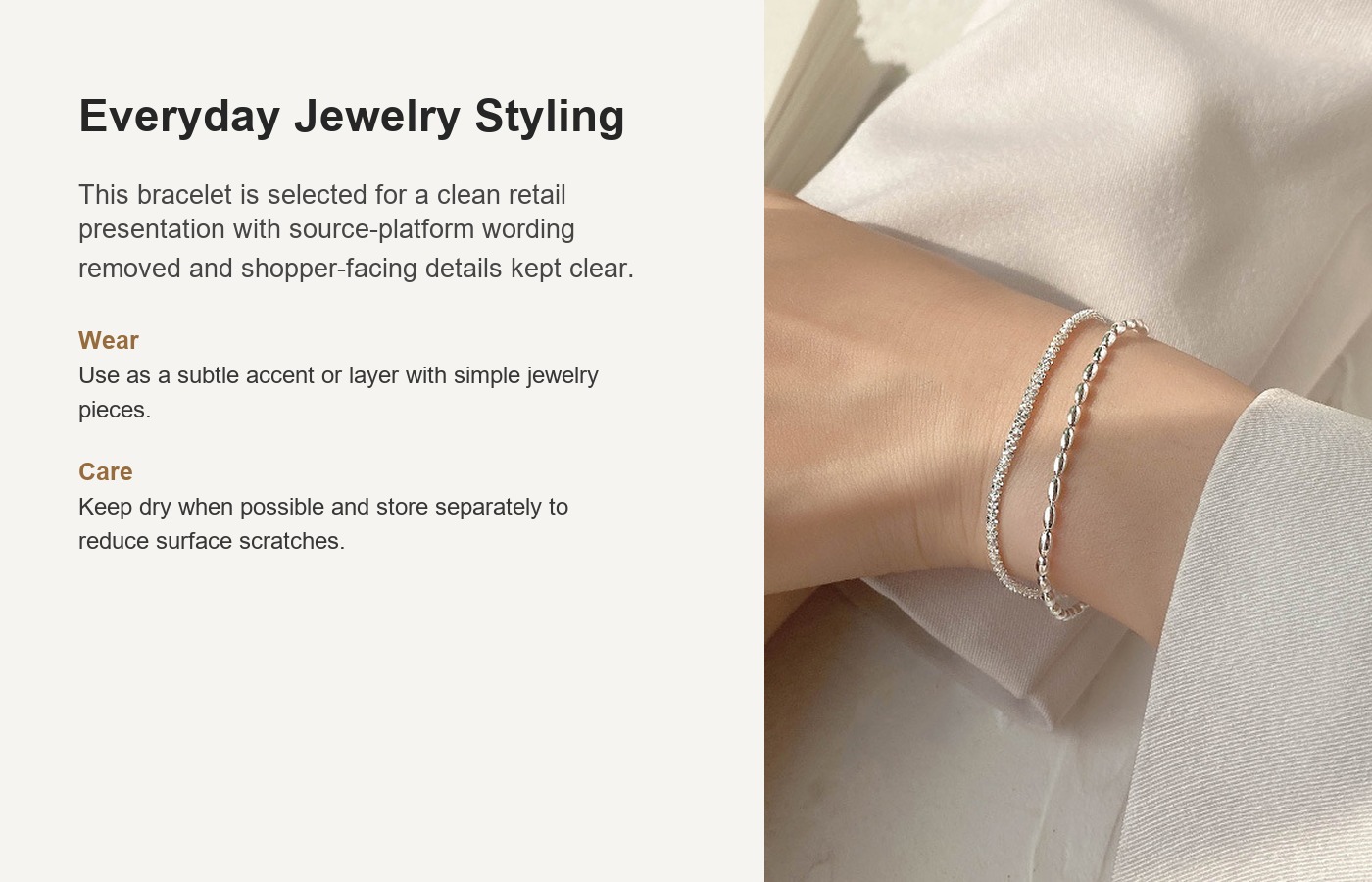S925 Silver Rice Bead Minimalist Light Luxury Bracelet for Women detail image