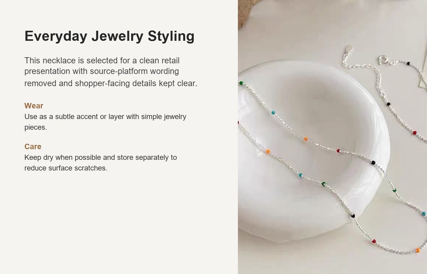 S925 Silver Round Bead Minimalist Collarbone Chain Everyday Necklace for Women detail image