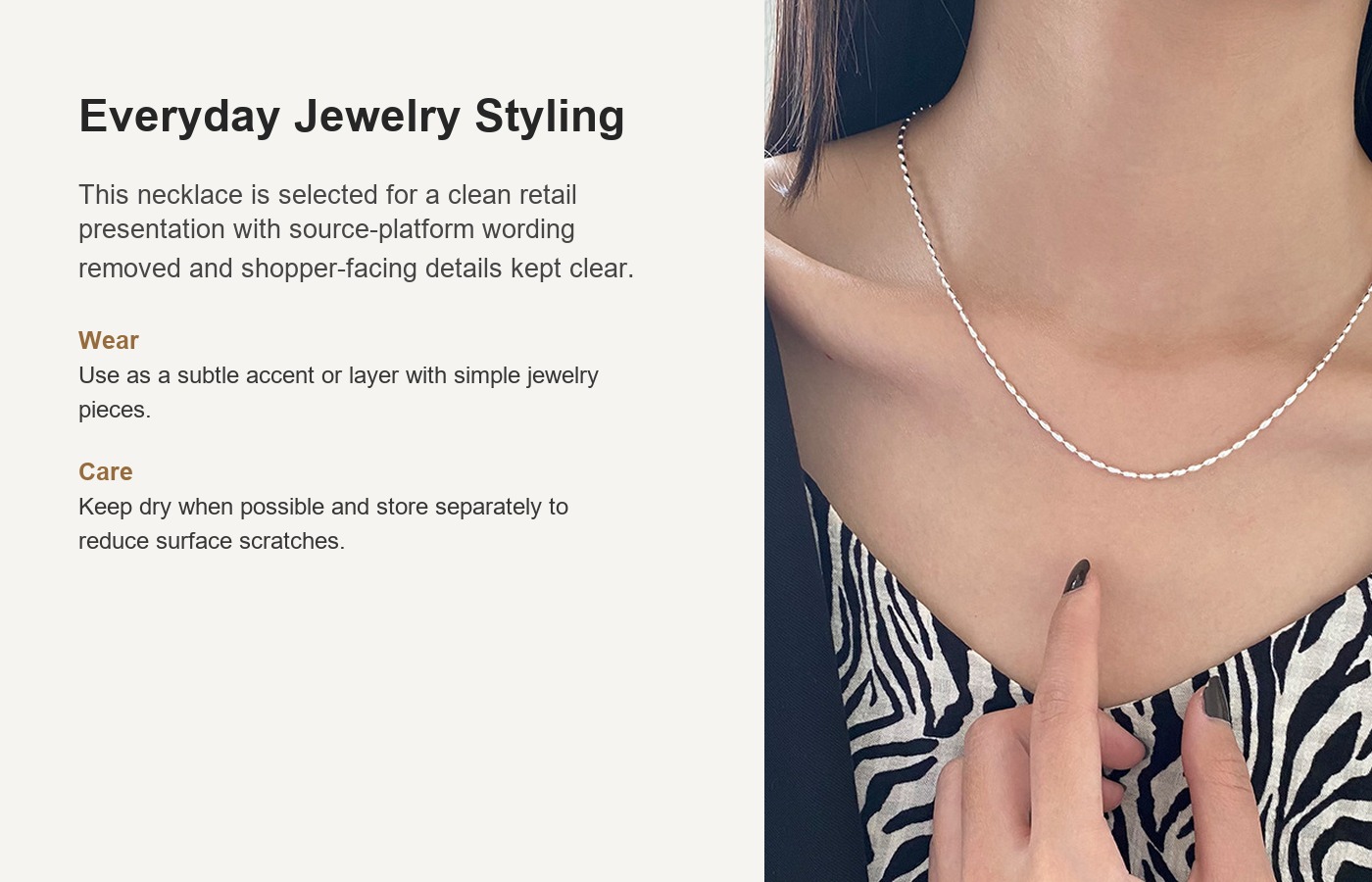S925 Silver Round Bead Minimalist Collarbone Chain Everyday Necklace for Women detail image