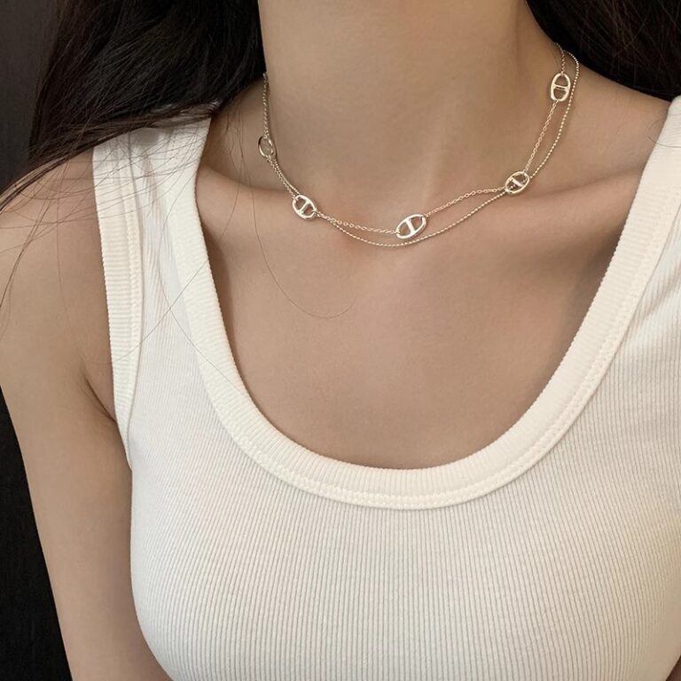 S925 Silver Round Bead Minimalist French Vintage Collarbone Chain Necklace for Women main image 1