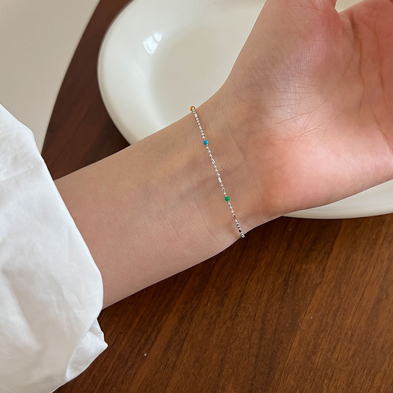 S925 Silver Round Bead Minimalist Light Luxury Bracelet for Women main image 3