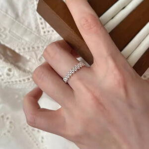 S925 Silver Round Bead Minimalist Openwork Adjustable Open Ring for Women main image 1