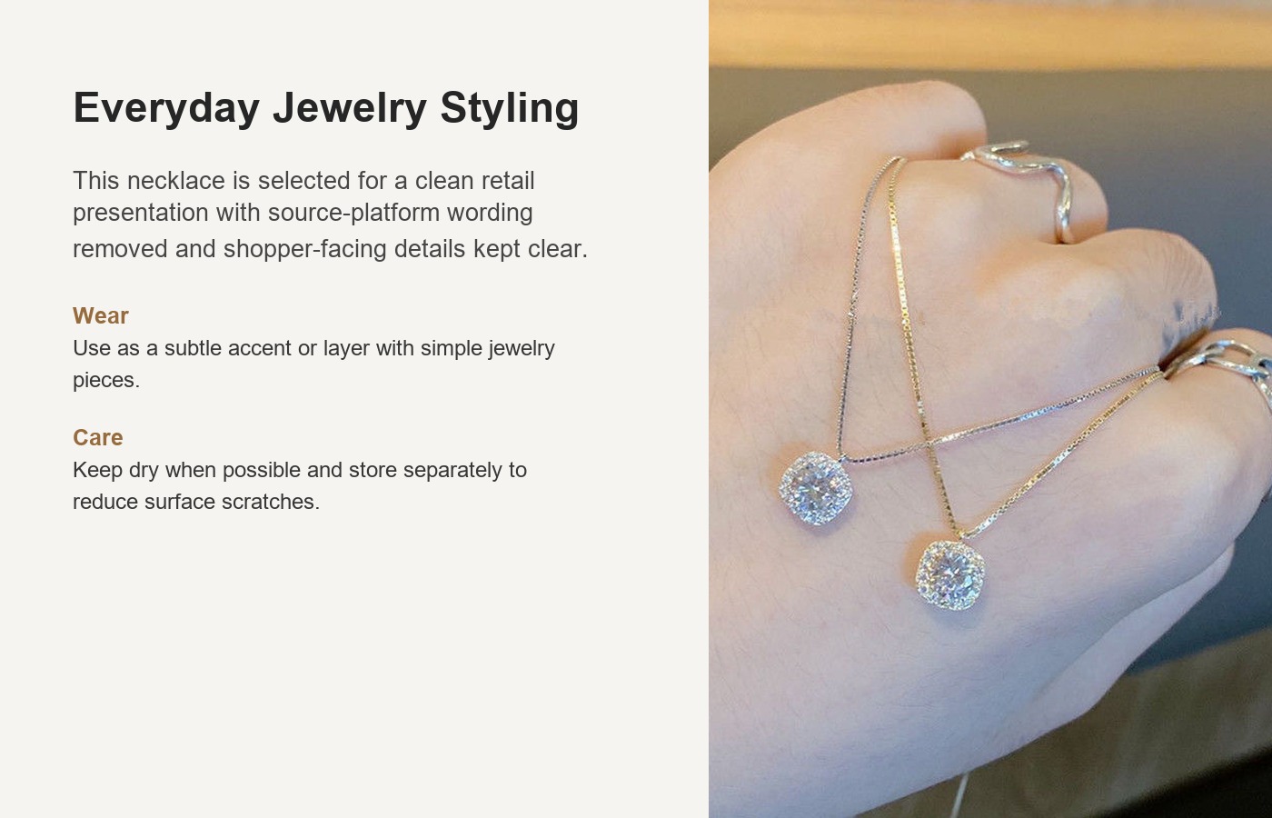 S925 Silver Square Block CZ Collarbone Chain Box Chain Necklace for Women detail image