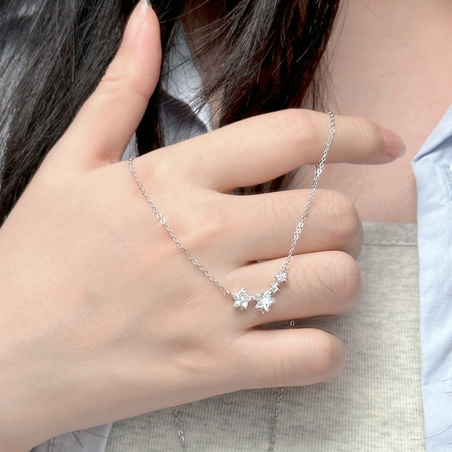 S925 Silver Star CZ Light Luxury Collarbone Chain Necklace for Women main image 1