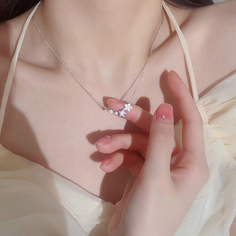 S925 Silver Star CZ Light Luxury Collarbone Chain Necklace for Women main image 2