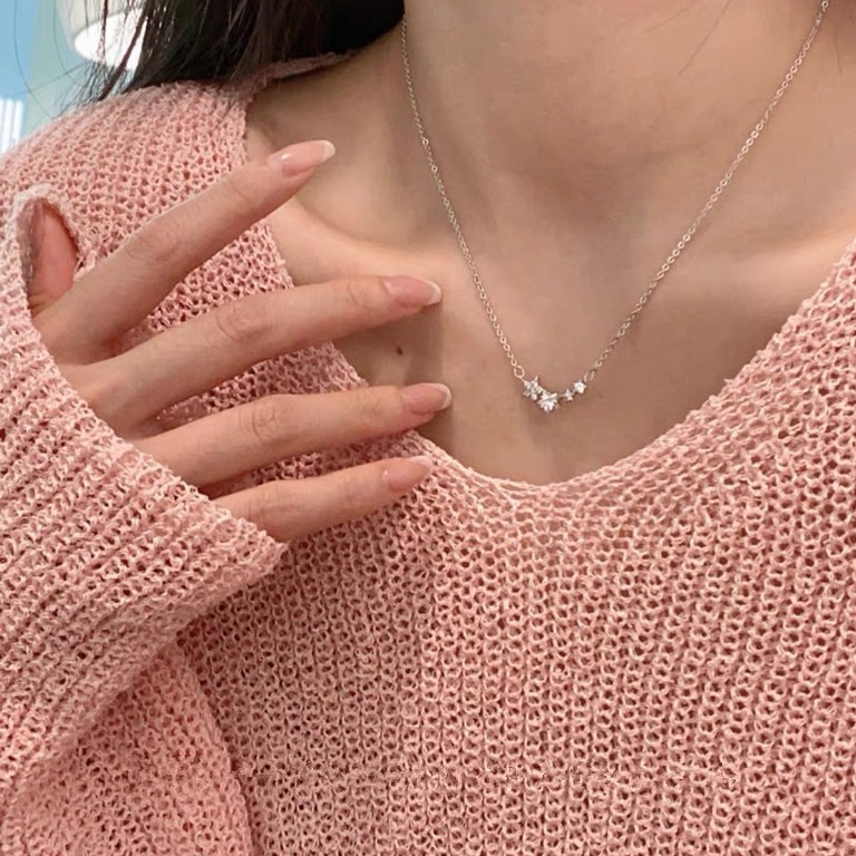 S925 Silver Star CZ Light Luxury Collarbone Chain Necklace for Women main image 3