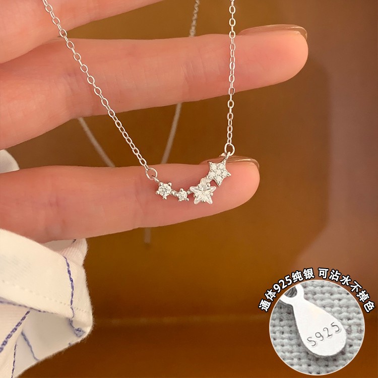 S925 Silver Star CZ Light Luxury Collarbone Chain Necklace for Women main image 4