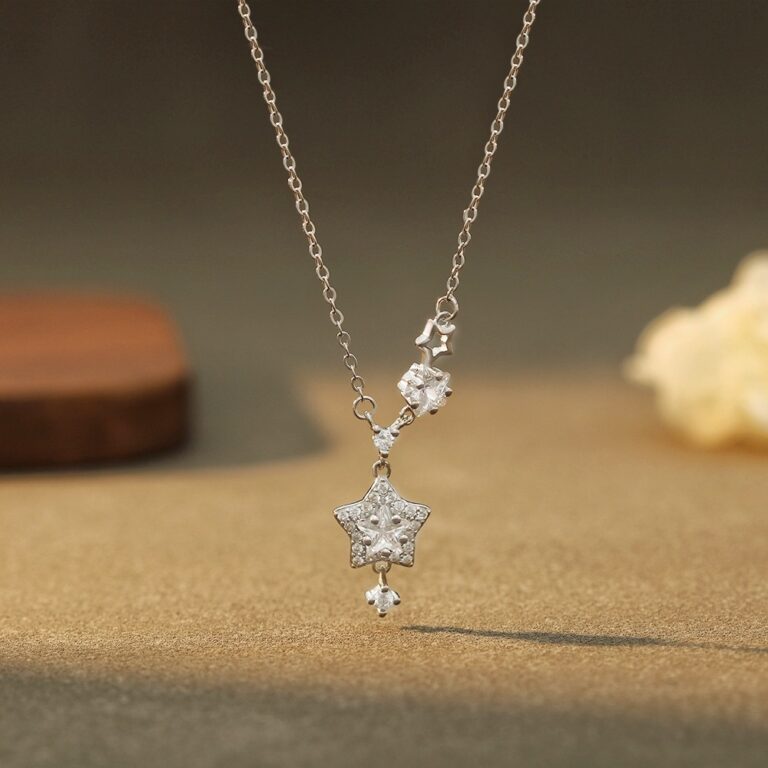 S925 Silver Star CZ Minimalist Collarbone Chain Cross Chain Necklace for Women main image 1