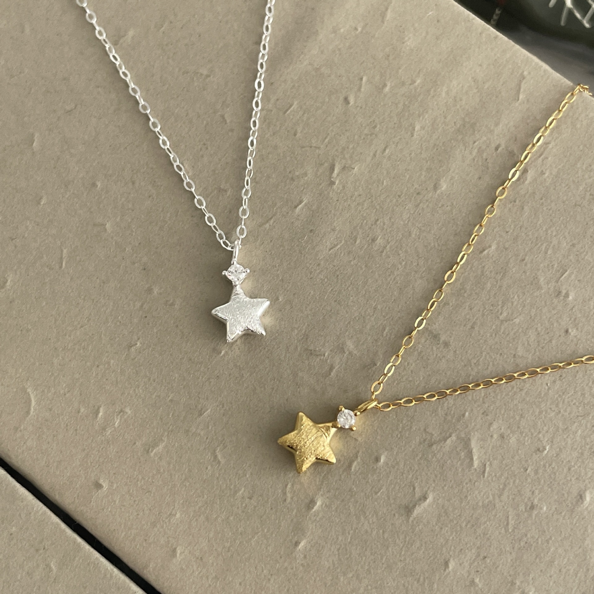 S925 Silver Star Minimalist Brushed Collarbone Chain Necklace for Women main image 3