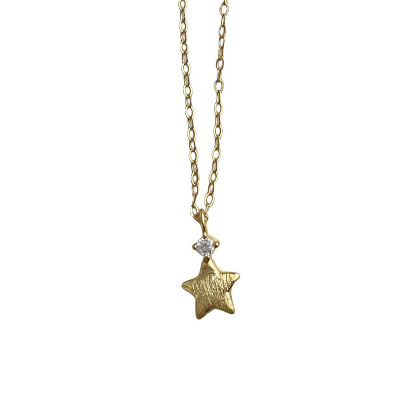 S925 Silver Star Minimalist Brushed Collarbone Chain Necklace for Women main image 5