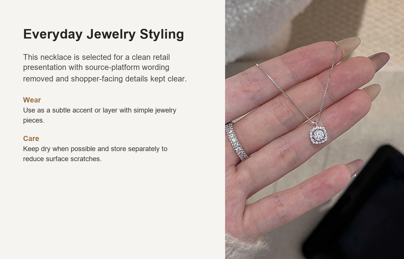 S925 Silver Sugar Cube CZ Full CZ Light Luxury Collarbone Chain Necklace for Women detail image
