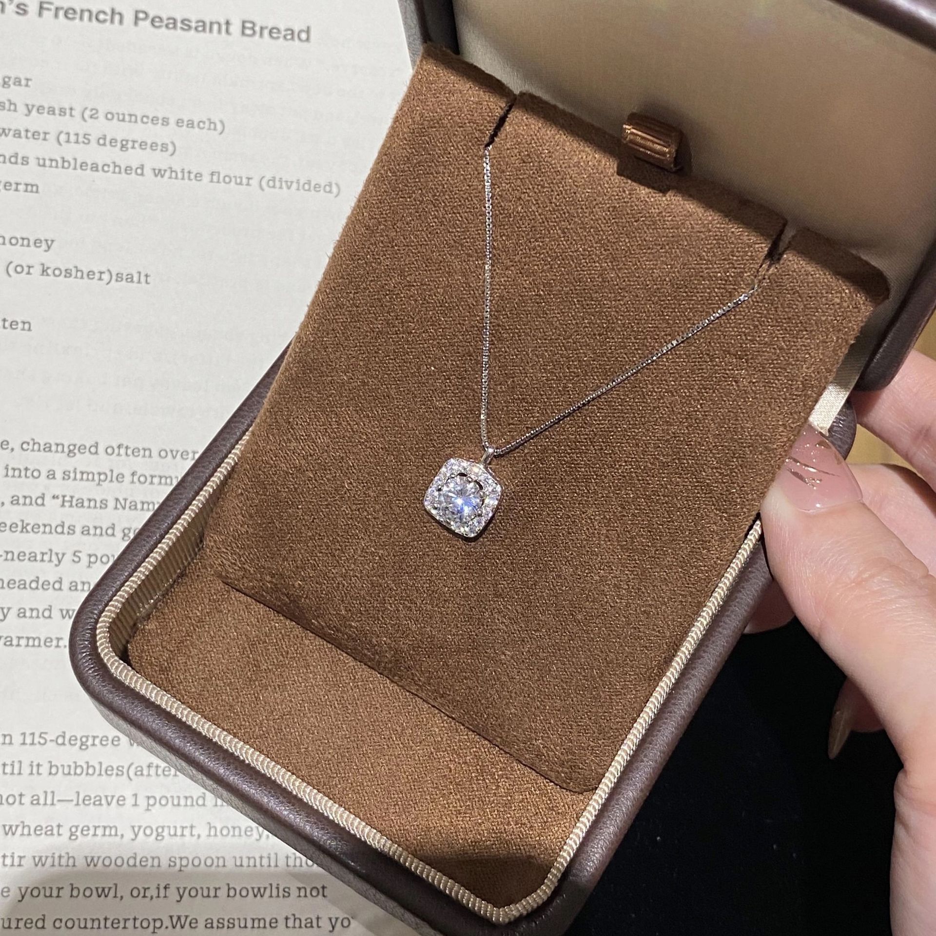 S925 Silver Sugar Cube CZ Full CZ Light Luxury Collarbone Chain Necklace for Women main image 3