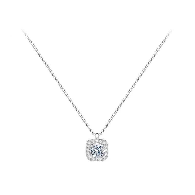 S925 Silver Sugar Cube CZ Full CZ Light Luxury Collarbone Chain Necklace for Women main image 5