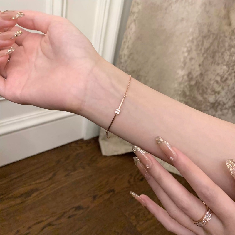 S925 Silver Sugar Cube Minimalist Light Luxury French Vintage Bracelet for Women main image 2