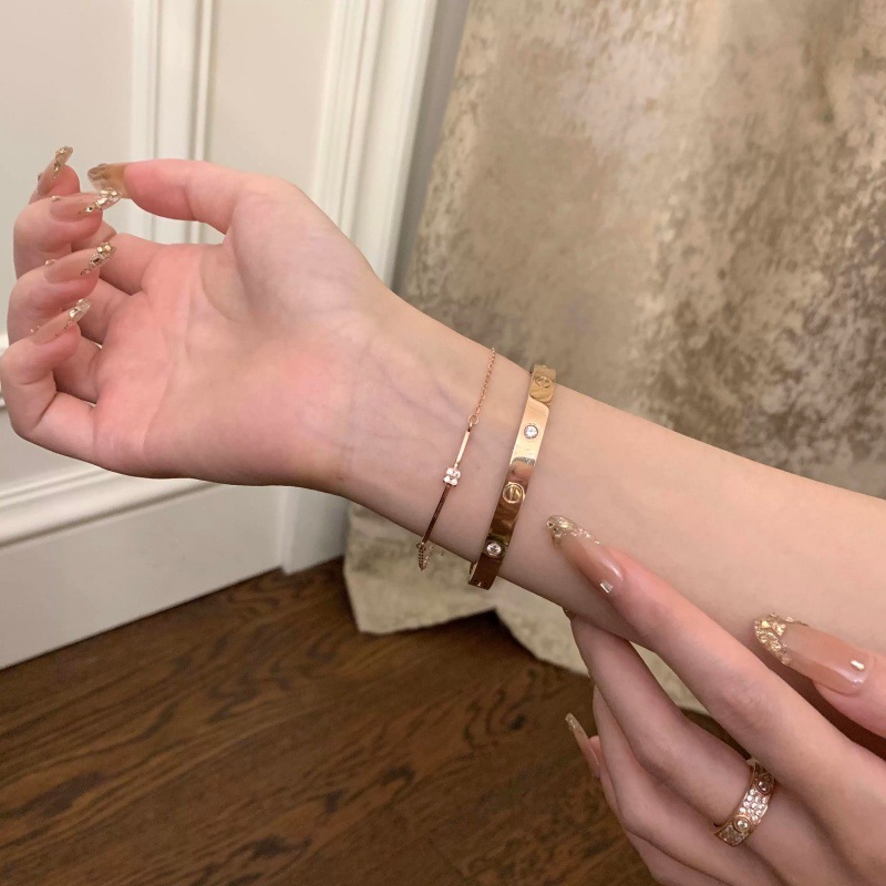 S925 Silver Sugar Cube Minimalist Light Luxury French Vintage Bracelet for Women main image 4