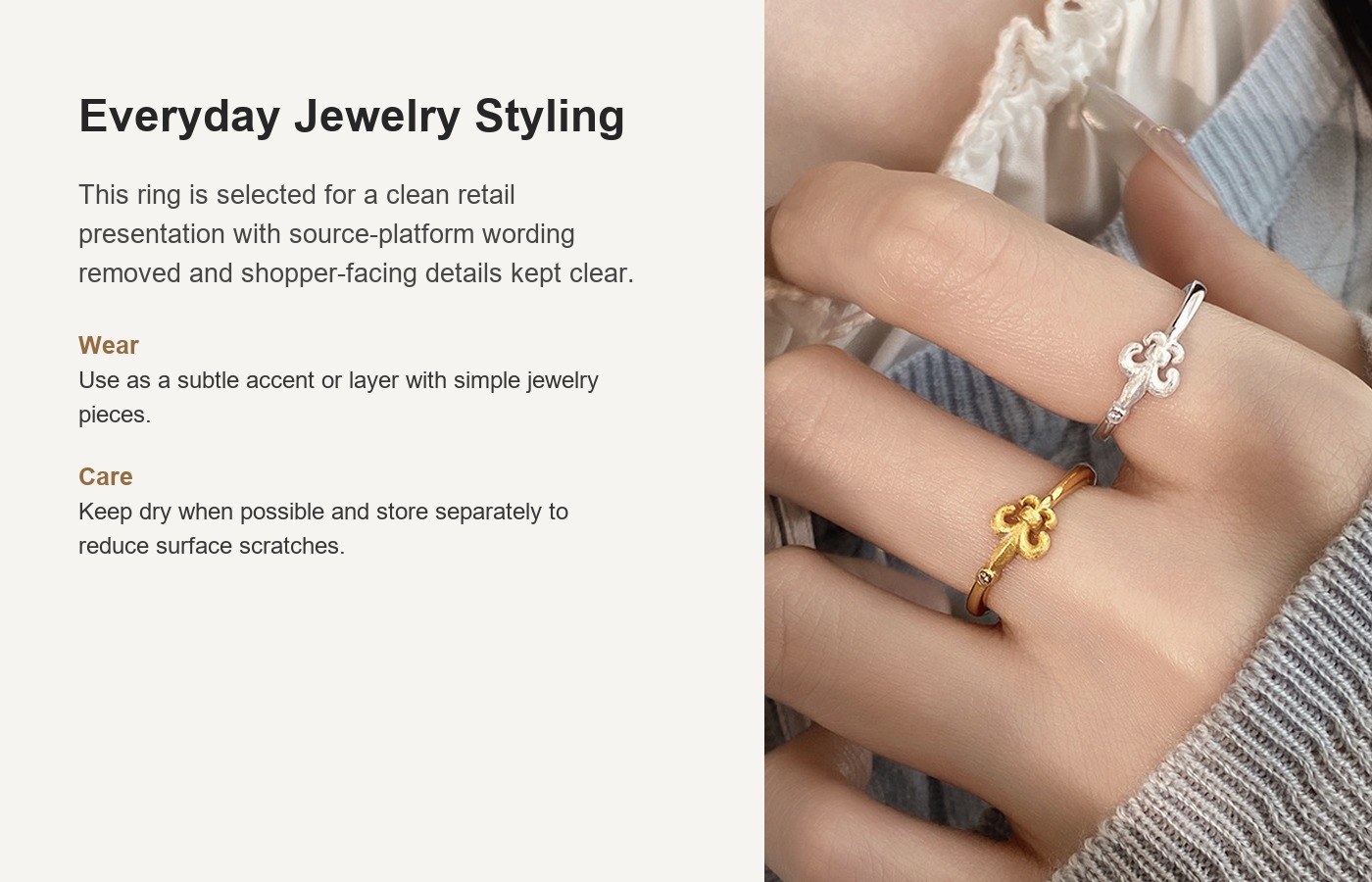 S925 Silver Vintage Chinese Light Luxury Brushed Minimalist Ring for Women detail image