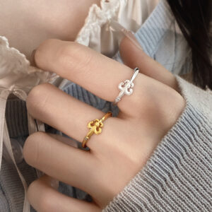 S925 Silver Vintage Chinese Light Luxury Brushed Minimalist Ring for Women main image 1