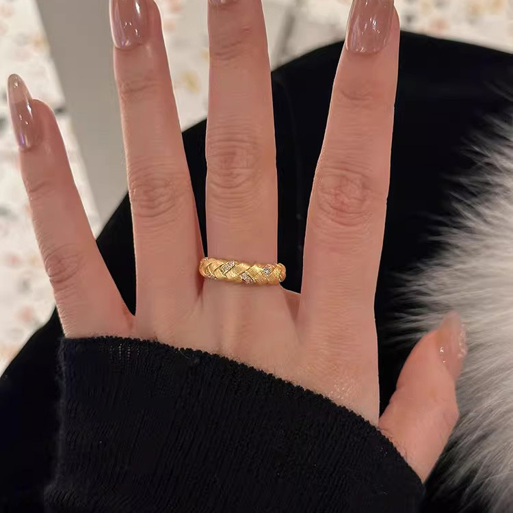 S925 Silver Vintage Chinese Light Luxury Brushed Minimalist Ring for Women main image 1