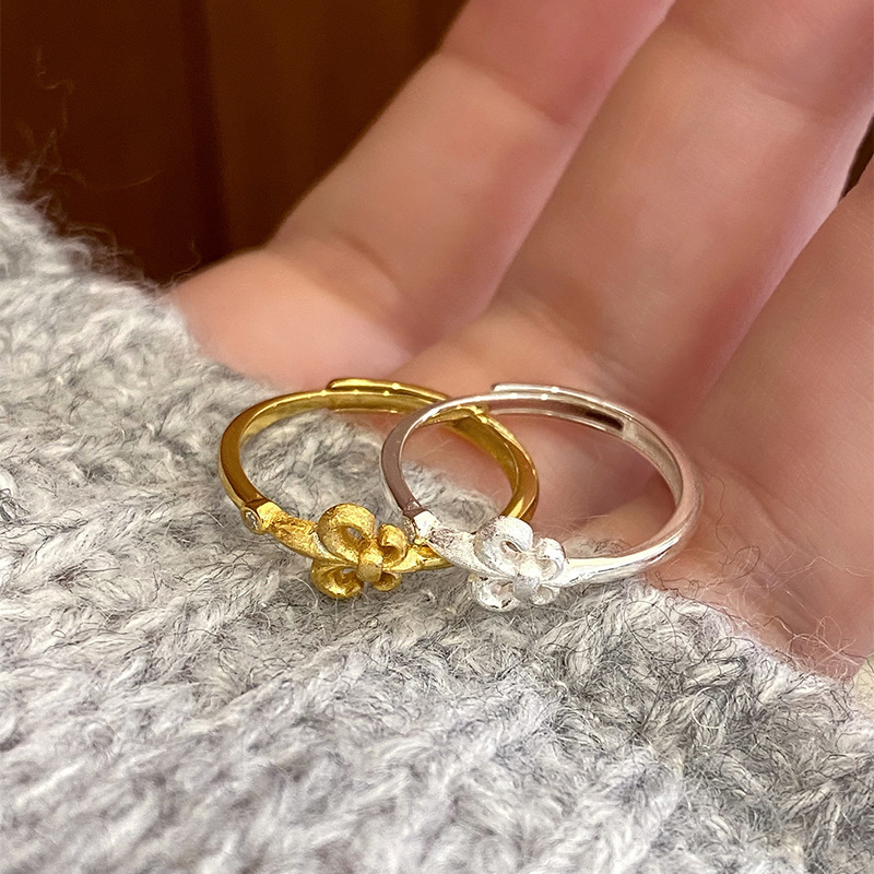 S925 Silver Vintage Chinese Light Luxury Brushed Minimalist Ring for Women main image 2