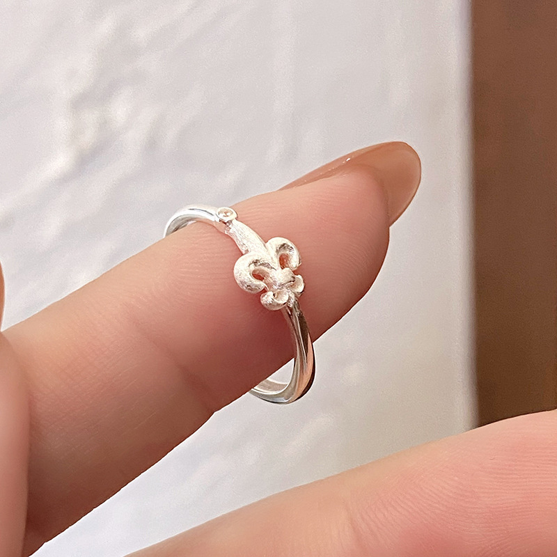 S925 Silver Vintage Chinese Light Luxury Brushed Minimalist Ring for Women main image 3