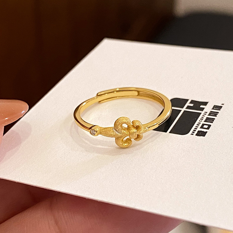 S925 Silver Vintage Chinese Light Luxury Brushed Minimalist Ring for Women main image 4