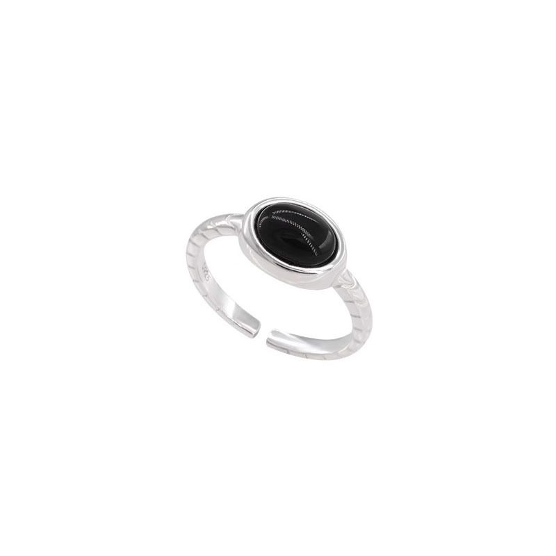 S925 Silver White Chalcedony Minimalist Adjustable Open Ring for Women main image 5