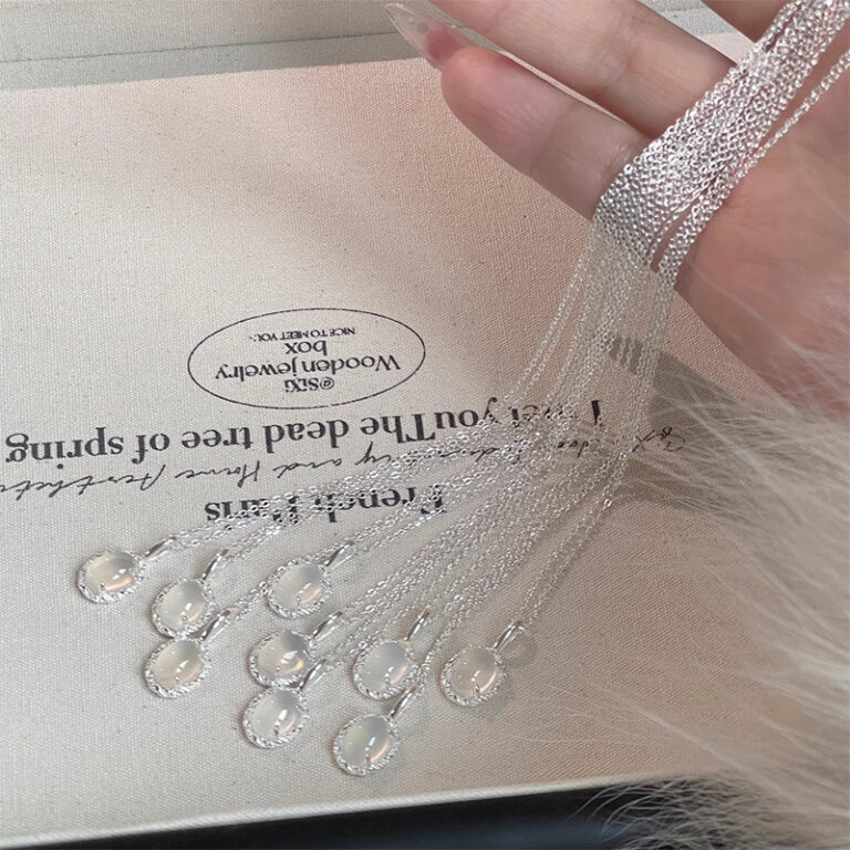 S925 Silver White Chalcedony Minimalist Necklace for Women main image 1