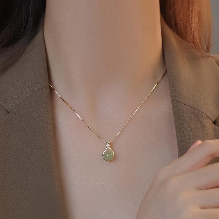 S925 Silver White Jade Collarbone Chain Minimalist Necklace for Women main image 1