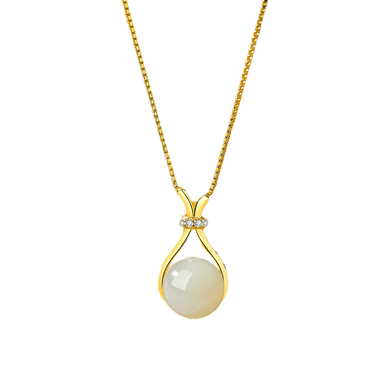 S925 Silver White Jade Collarbone Chain Minimalist Necklace for Women main image 5
