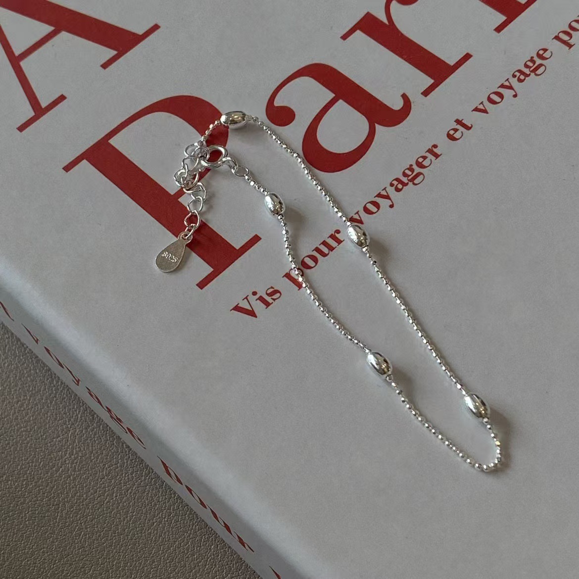 S925 Silver Round Bead Minimalist Light Luxury Bracelet for Women product image 1