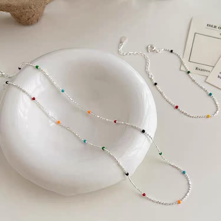 S925 Silver Round Bead Minimalist Collarbone Chain Everyday Necklace for Women product image 1