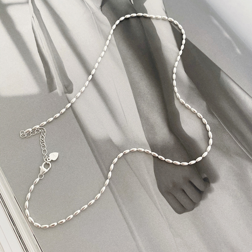 S925 Silver Round Bead Minimalist Collarbone Chain Everyday Necklace for Women product image 3