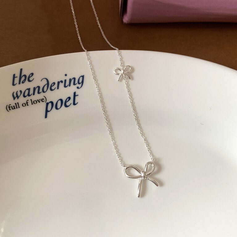 S925 Silver Bow Minimalist Collarbone Chain Cross Chain Necklace for Women product image 1