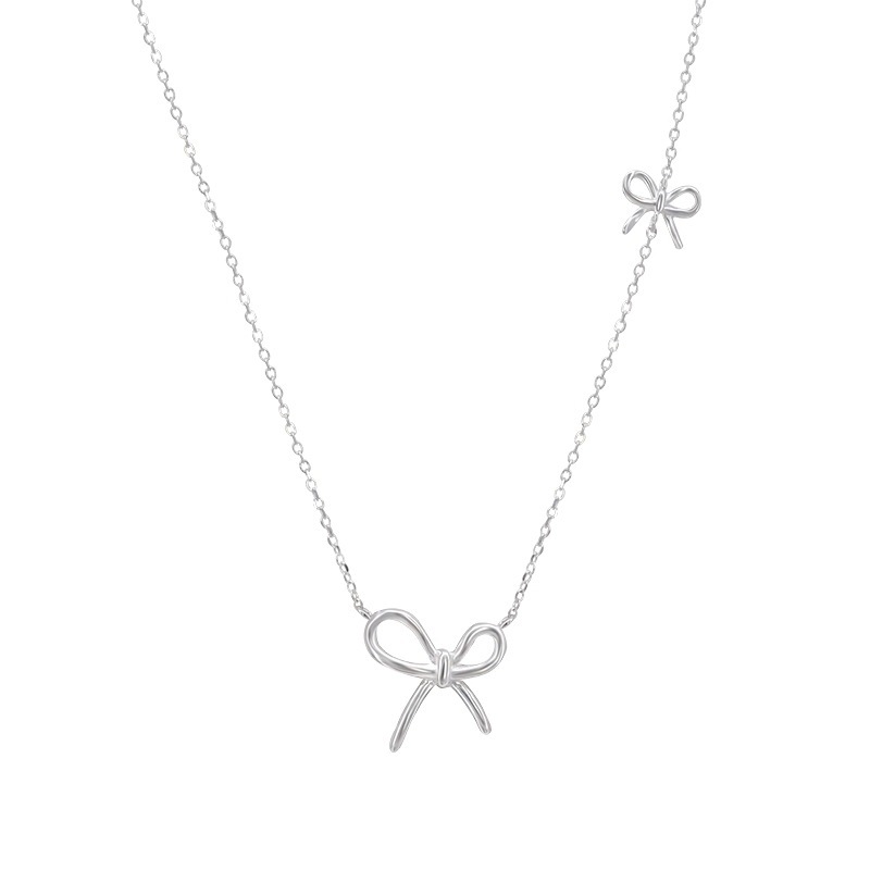 S925 Silver Bow Minimalist Collarbone Chain Cross Chain Necklace for Women product image 5