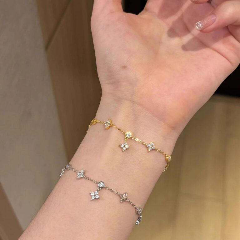 S925 Silver Four Leaf Clover CZ French Vintage Bracelet for Women product image 1