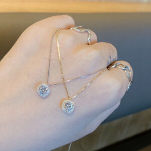 S925 Silver Square Block CZ Collarbone Chain Box Chain Necklace for Women product image 1