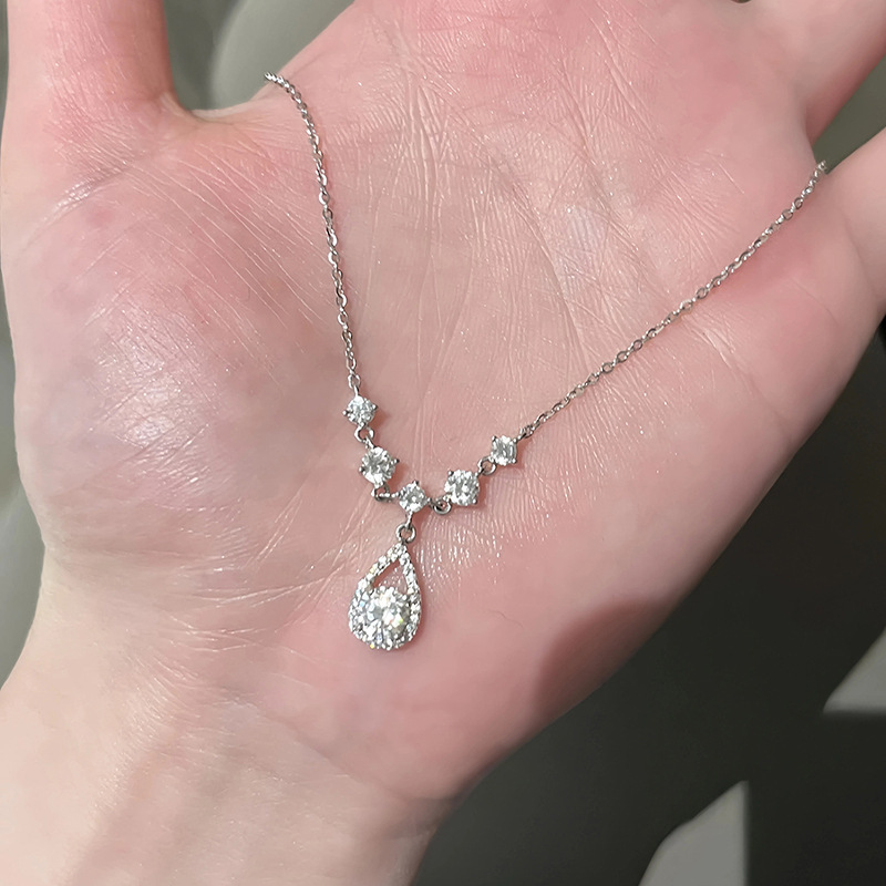 S925 Silver CZ Minimalist Collarbone Chain Cross Chain Party Necklace for Women product image 2