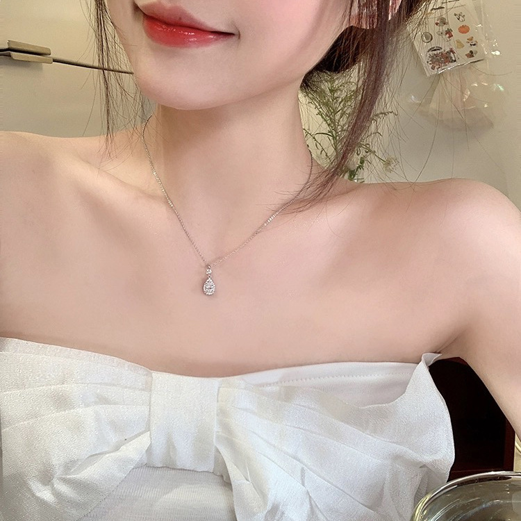 S925 Silver CZ Full CZ Minimalist French Vintage Collarbone Chain Necklace for Women product image 3