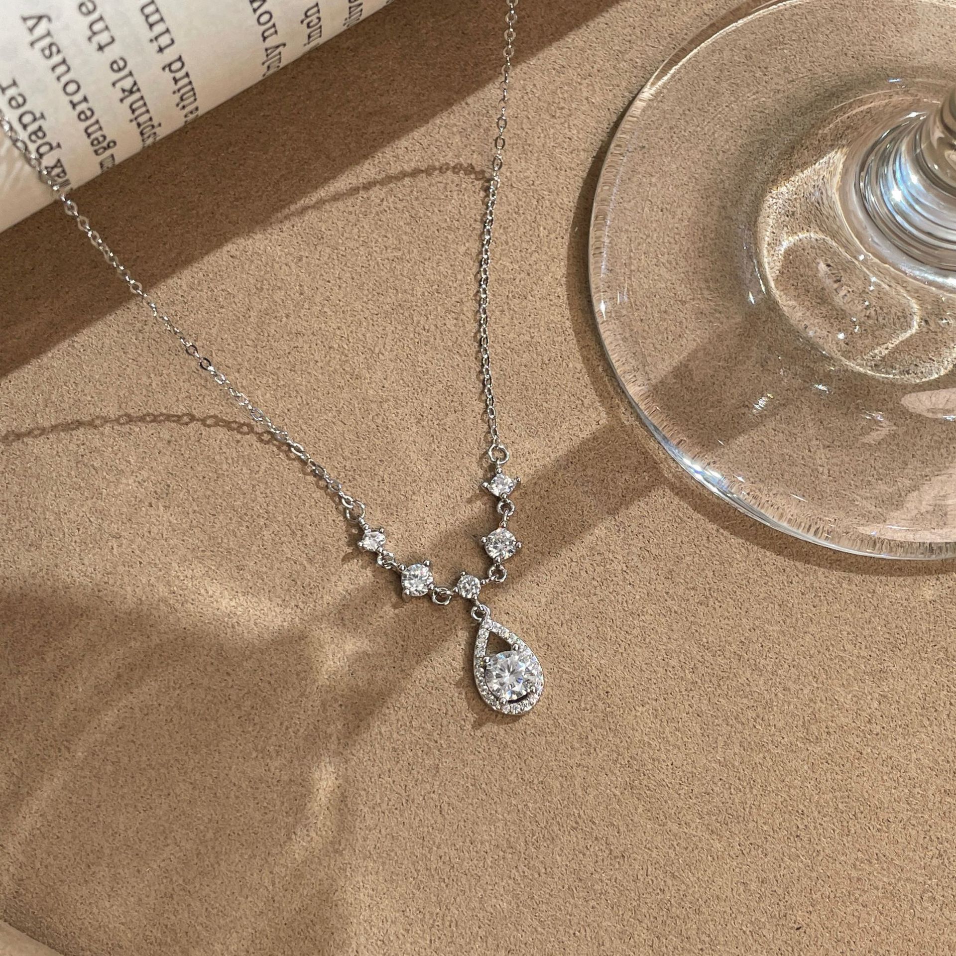 S925 Silver CZ Minimalist Collarbone Chain Cross Chain Party Necklace for Women product image 4
