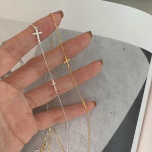 S925 Silver Cross Minimalist Collarbone Chain Cross Chain Party Necklace for Women product image 1