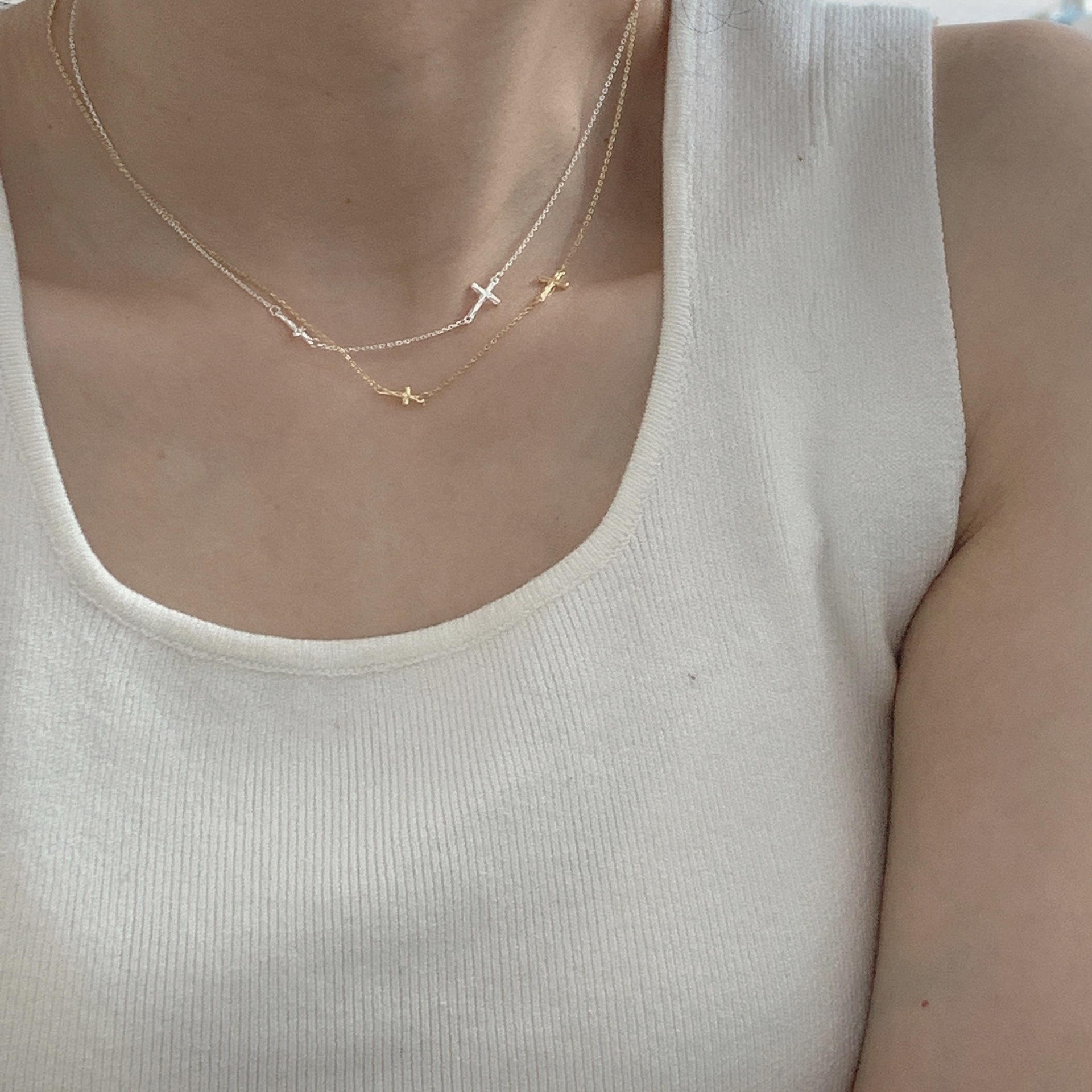 S925 Silver Cross Minimalist Collarbone Chain Cross Chain Party Necklace for Women product image 2