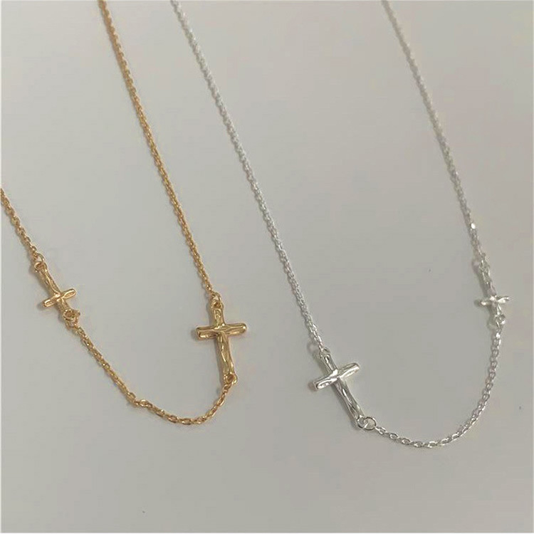 S925 Silver Cross Minimalist Collarbone Chain Cross Chain Party Necklace for Women product image 4