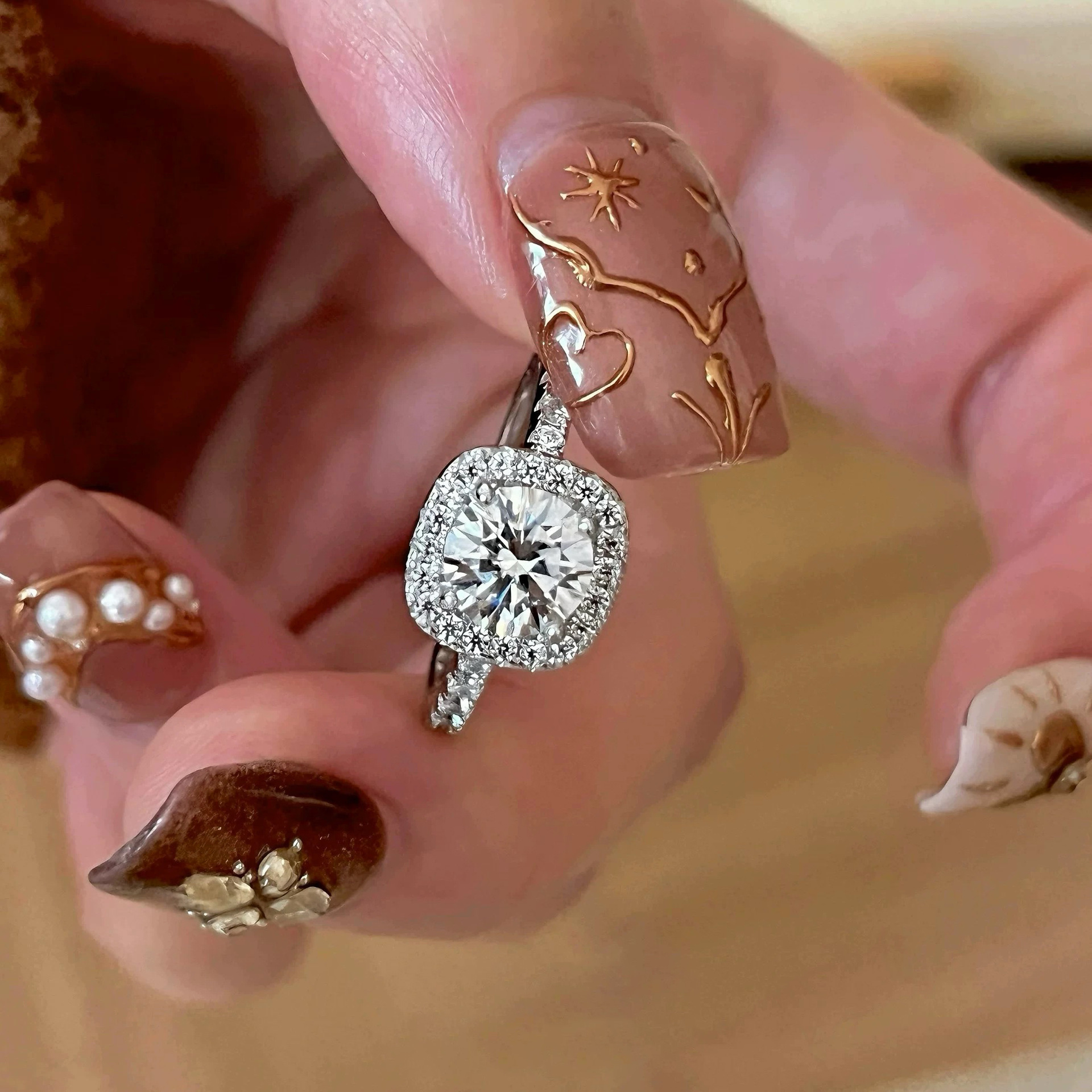S925 Silver Moissanite Sparkle CZ Light Luxury Ring for Women product image 4