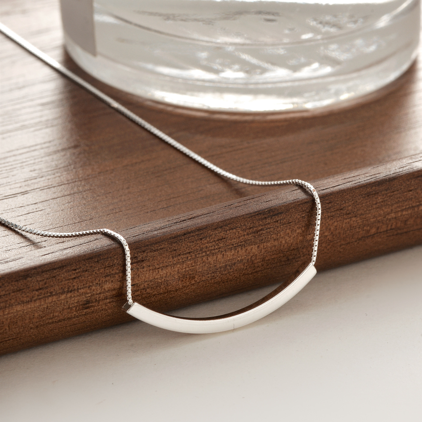 S925 Silver Minimalist Light Luxury Collarbone Chain Box Chain Necklace for Women product image 3