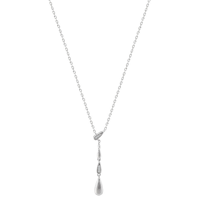 S925 Silver CZ Minimalist Light Luxury Brushed Collarbone Chain Necklace for Women product image 5