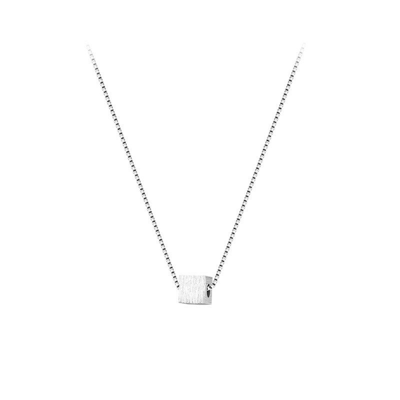 S925 Silver Square Block Minimalist Brushed Collarbone Chain Necklace for Women product image 5
