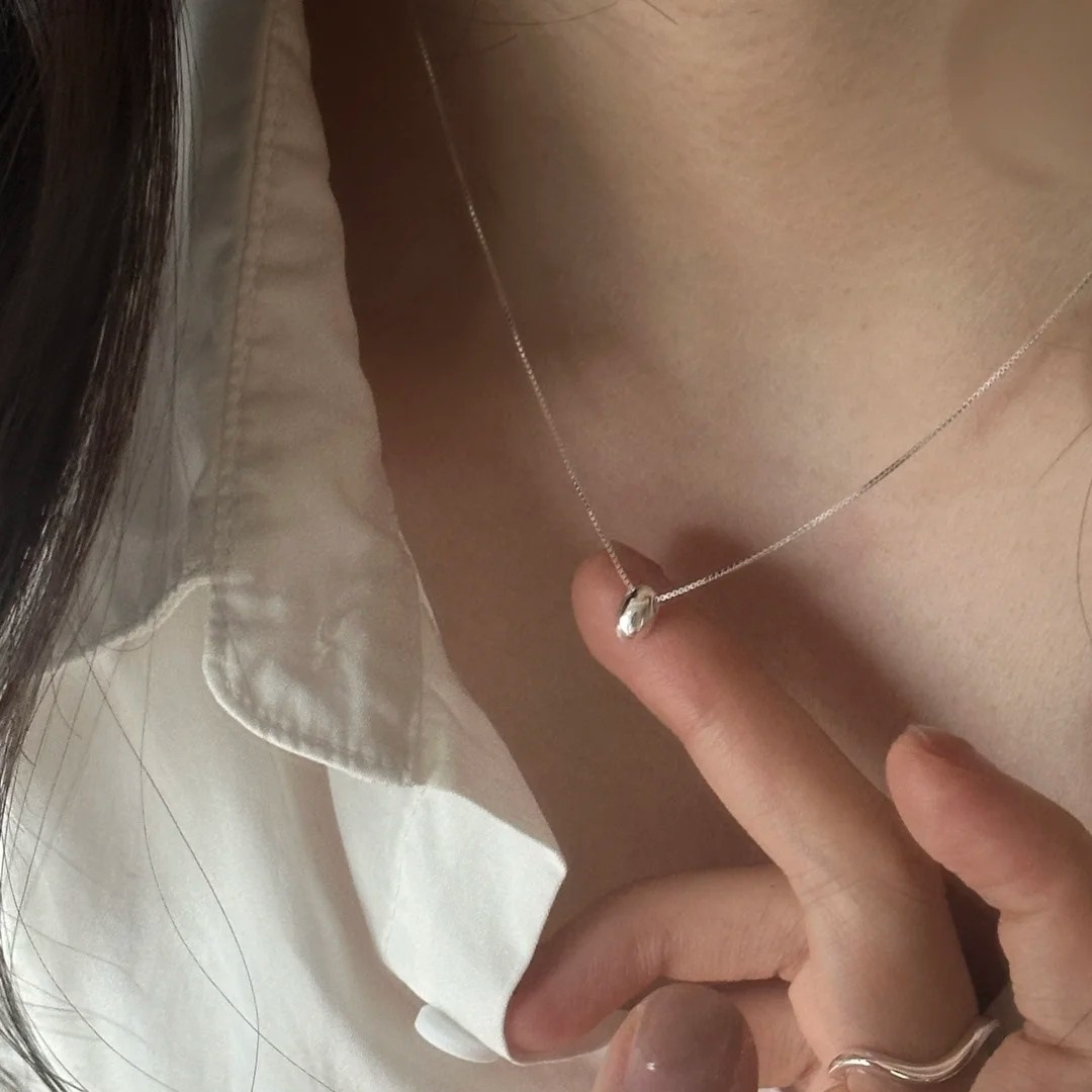 S925 Silver Bead Minimalist Korean Style Collarbone Chain Necklace for Women product image 2