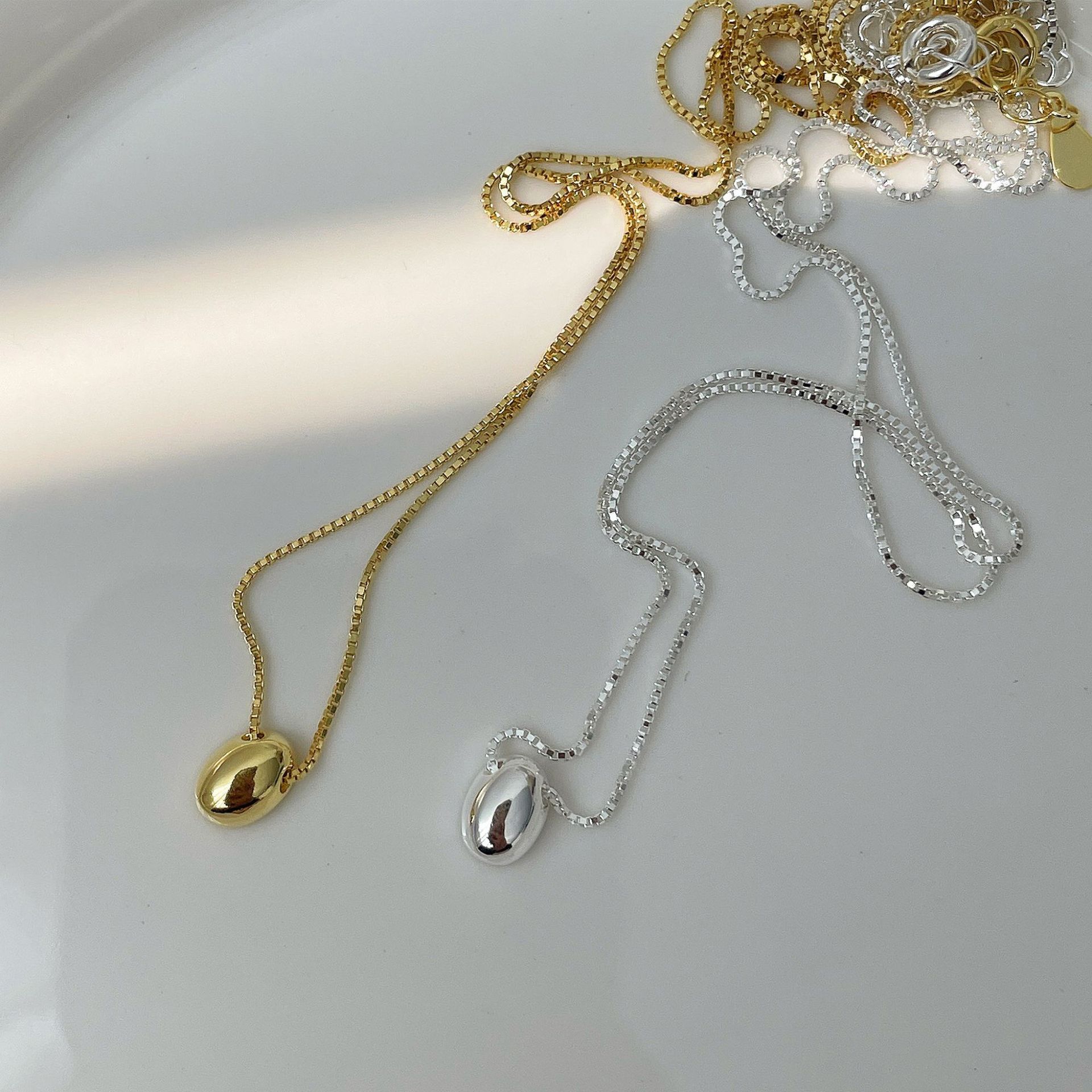 S925 Silver Bead Minimalist Korean Style Collarbone Chain Necklace for Women product image 3