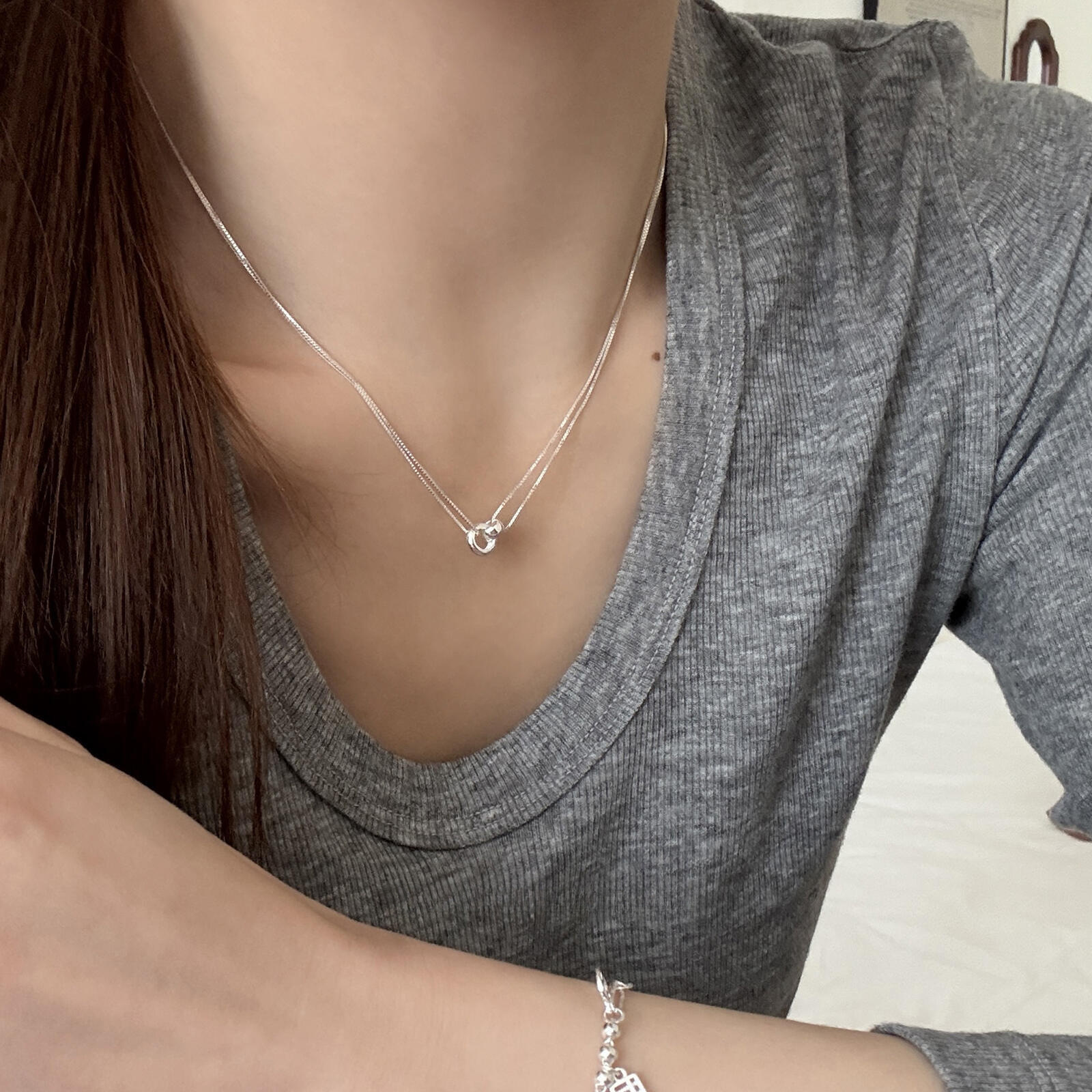 S925 Silver Collarbone Chain Box Chain Everyday Minimalist Necklace for Women product image 4