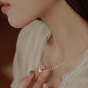 S925 Silver Pearl Minimalist Collarbone Chain Box Chain Necklace for Women product image 1